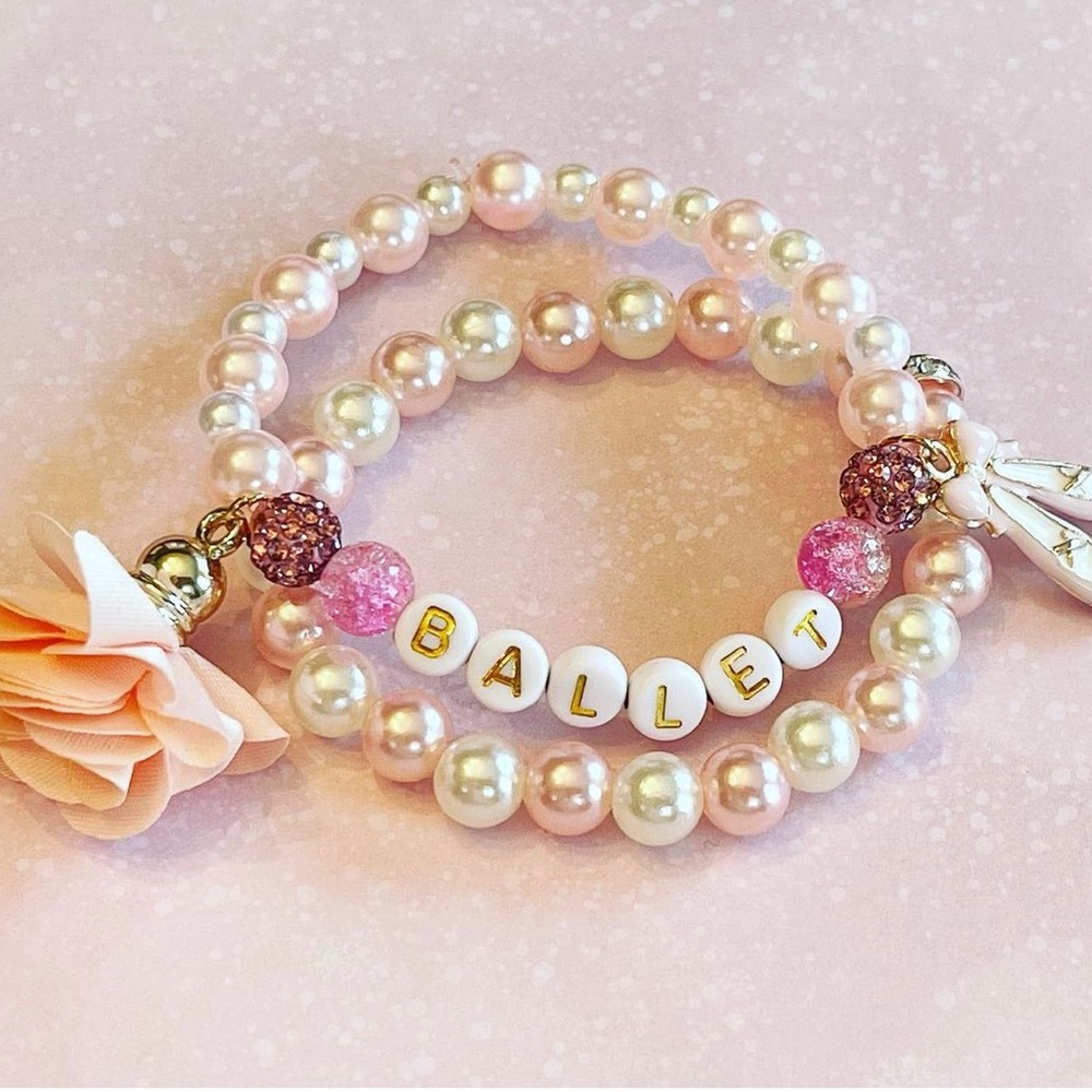 Handmade Ballet Beaded Bracelet Stack w/Ballet Charms